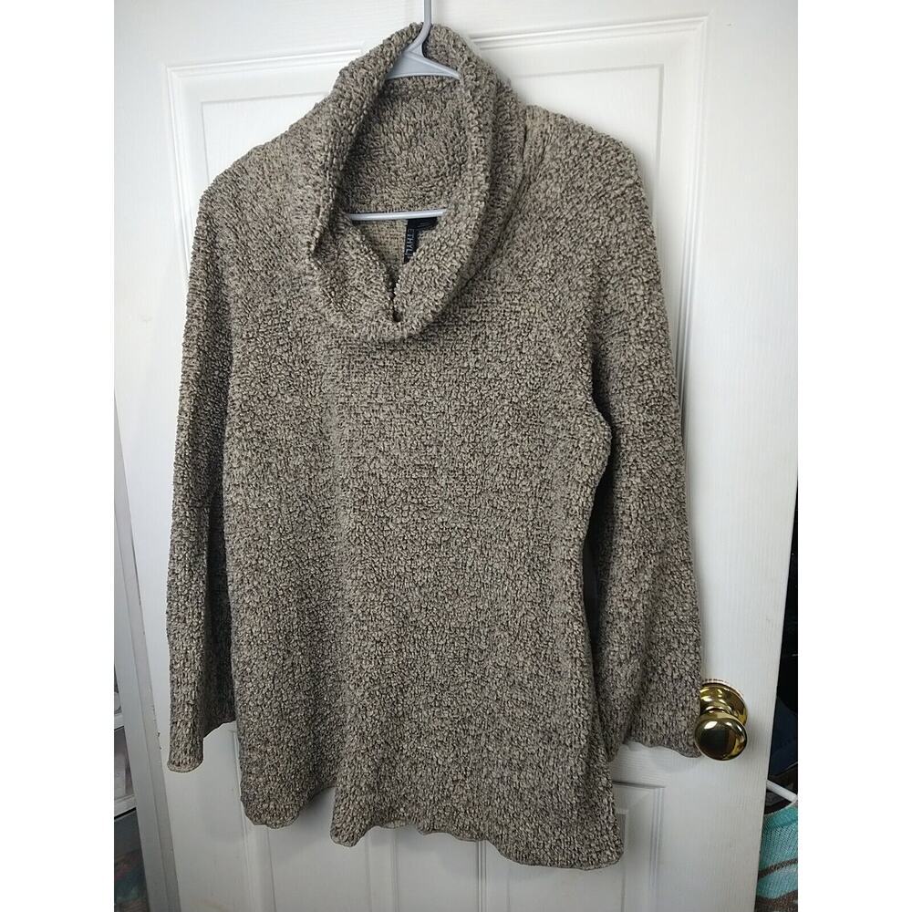 Ethyl Woman M Sweater Brown Pullover Fleece Tunic Style Long Sleeve